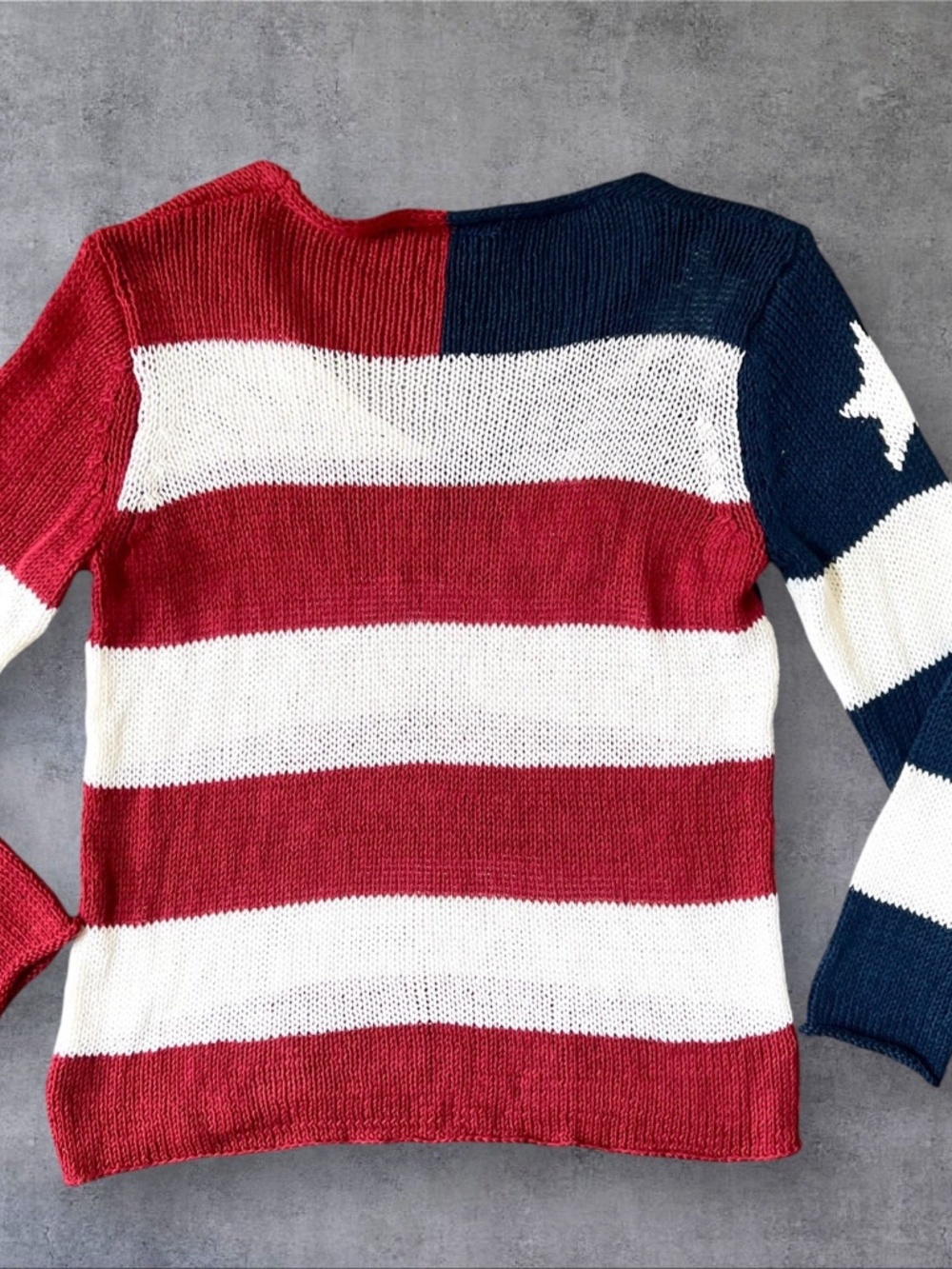 WOODENSHIPS knit patriotic sweater size small/med